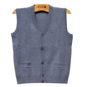 Men's Knitted Waistcoat Cardigan Wool Sleeveless Coats