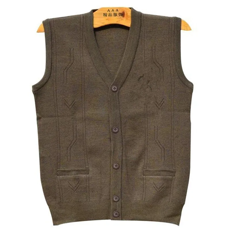 Men's Knitted Waistcoat Cardigan Wool Sleeveless Coats