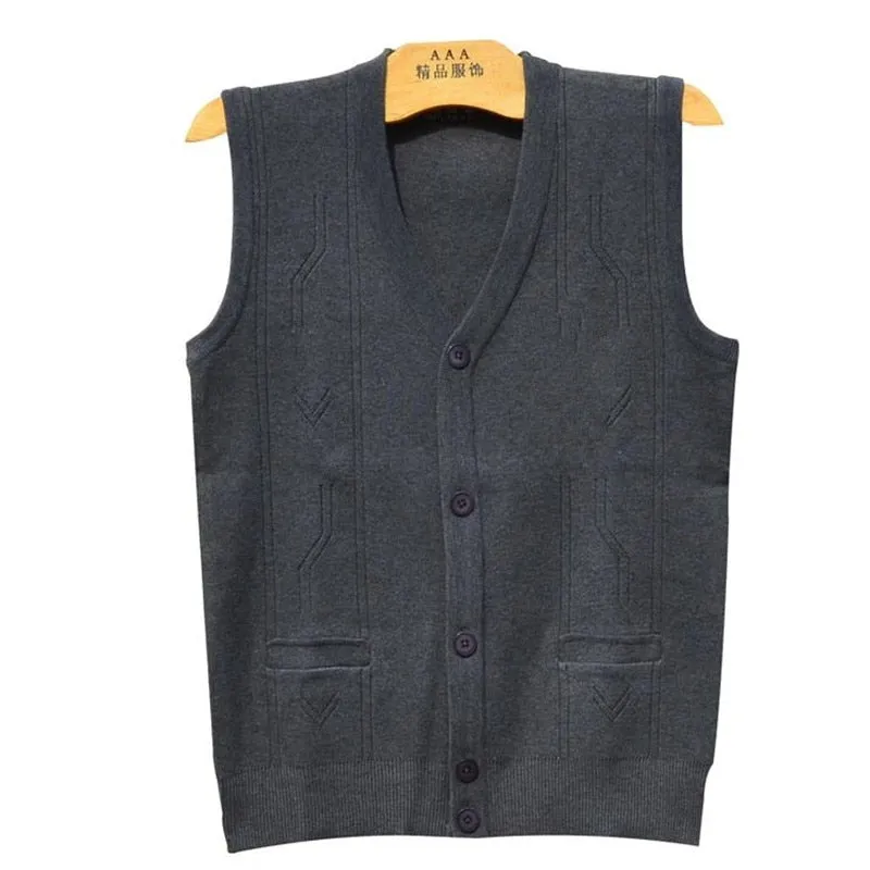 Men's Knitted Waistcoat Cardigan Wool Sleeveless Coats