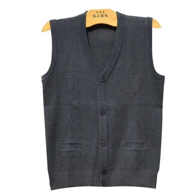 Men's Knitted Waistcoat Cardigan Wool Sleeveless Coats