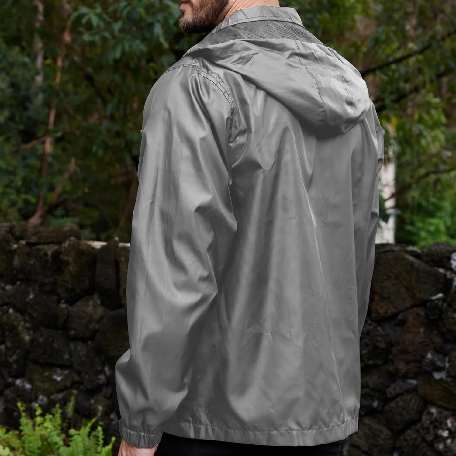 Mens Lightweight Hiking Rain Jackets with Hood Outdoor Travel Waterproof Raincoat Packable Shell Cycling Windbreakers