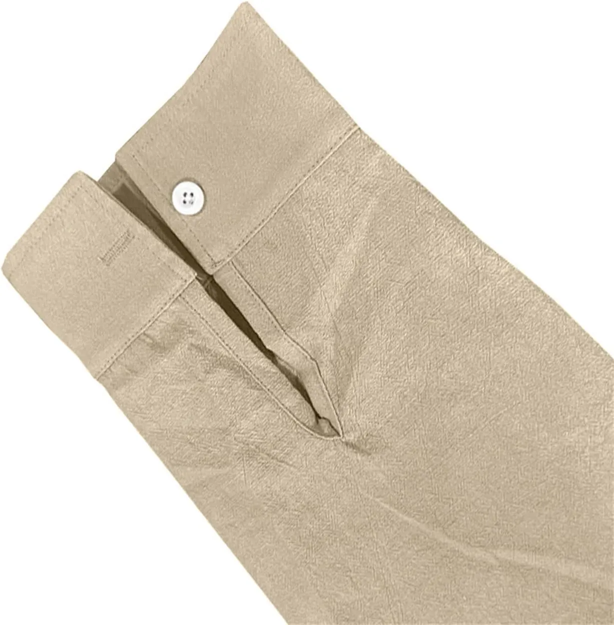 Mens Linen Shirts Breathable Beach Shirt Long Sleeve Button Up Casual Summer Tops Banded Collar Vacation Trendy Tees