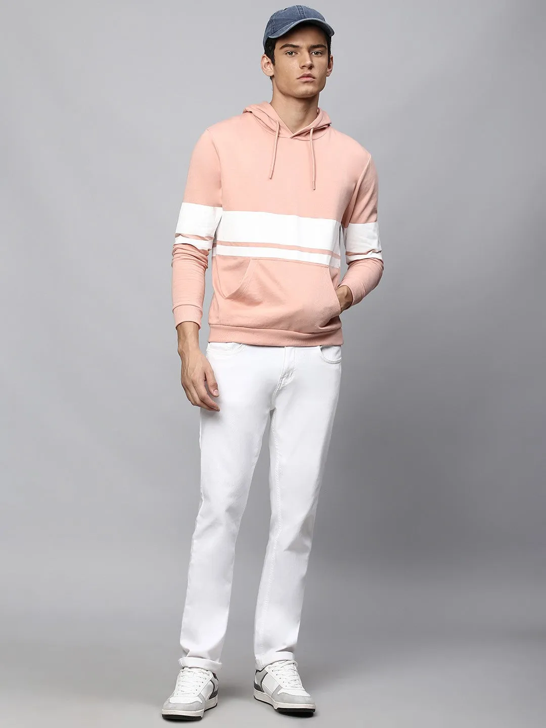 Mens Long-Sleeve Hoodie - Lightweight Casual Winterwear  (Pink)