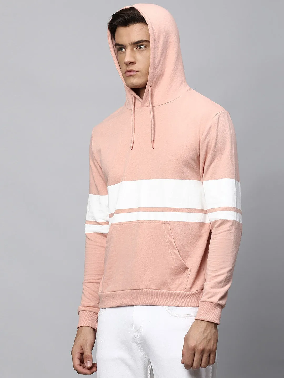 Mens Long-Sleeve Hoodie - Lightweight Casual Winterwear  (Pink)