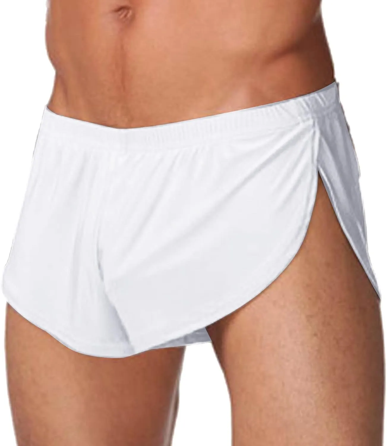 Men's Low Waist Smooth Boxer Shorts Elastic Breathable Underwear Comfortable Solid Boxer Briefs