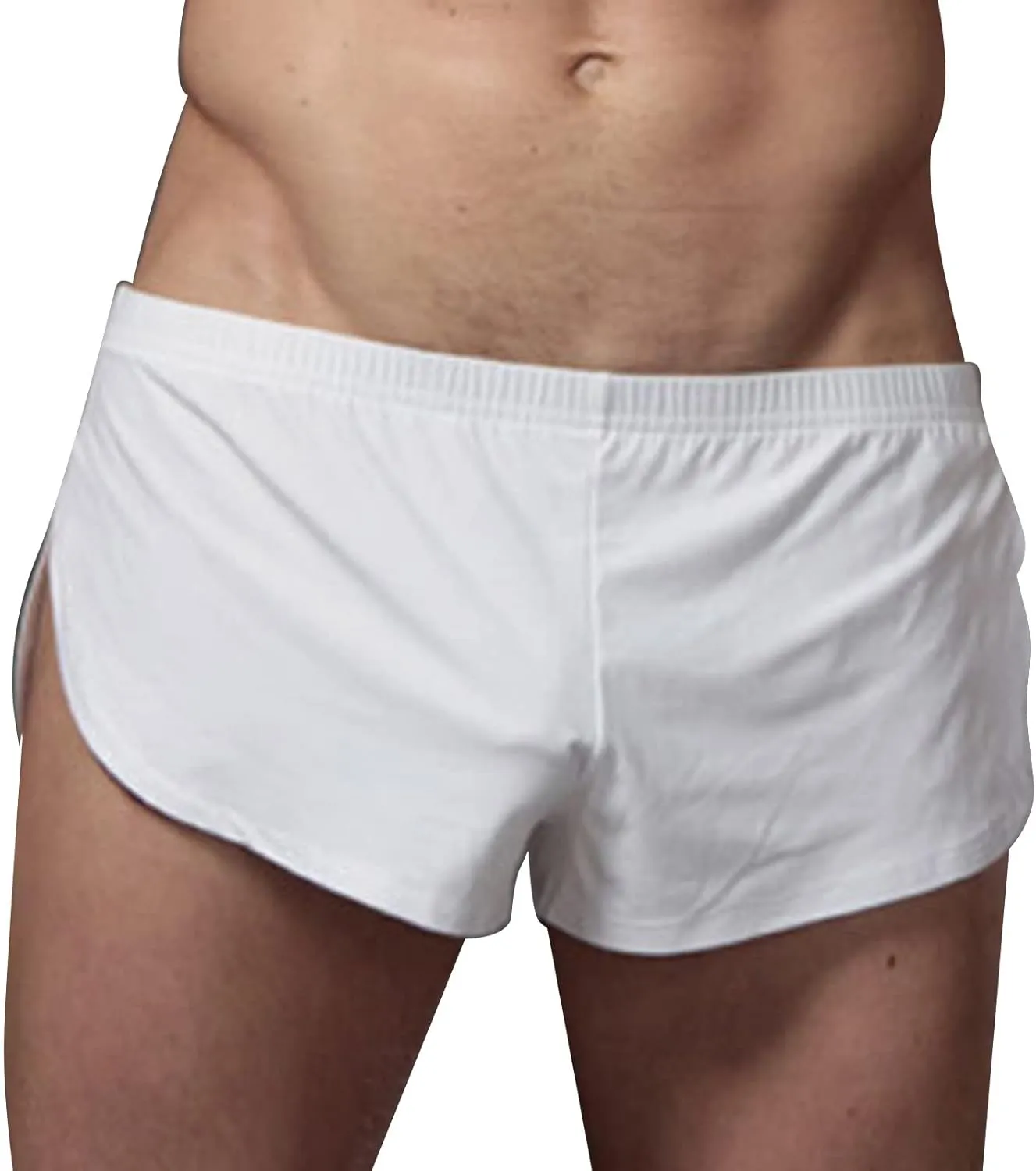 Men's Low Waist Smooth Boxer Shorts Elastic Breathable Underwear Comfortable Solid Boxer Briefs