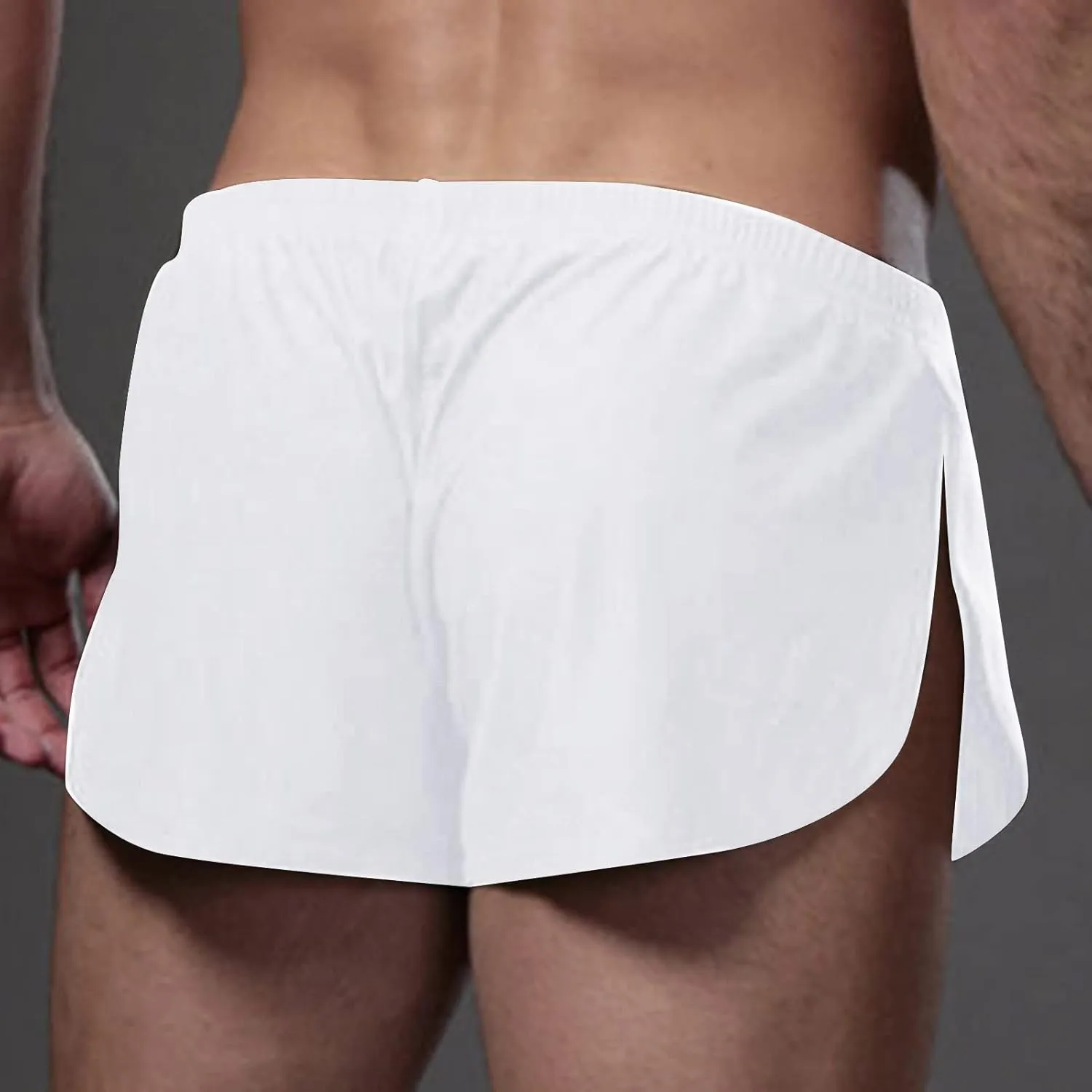 Men's Low Waist Smooth Boxer Shorts Elastic Breathable Underwear Comfortable Solid Boxer Briefs