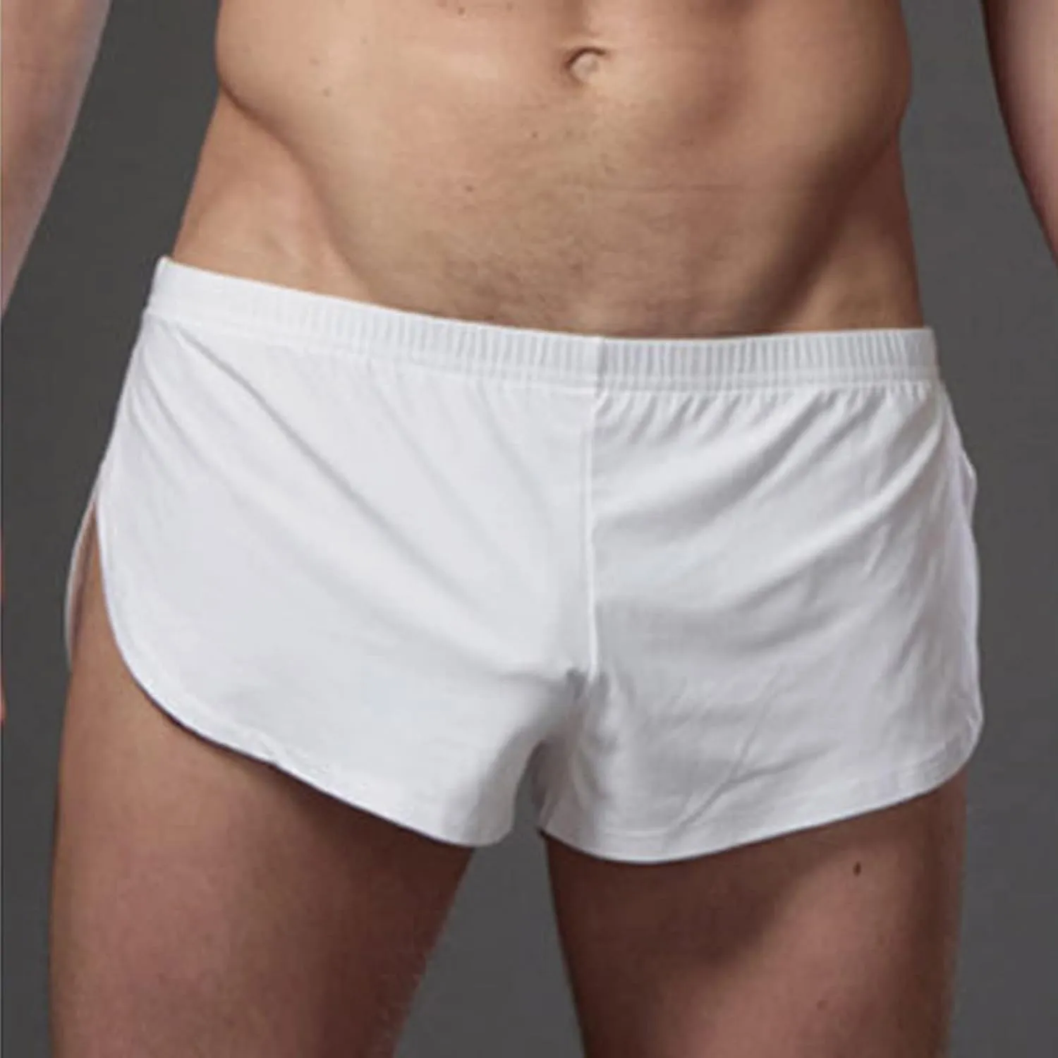 Men's Low Waist Smooth Boxer Shorts Elastic Breathable Underwear Comfortable Solid Boxer Briefs