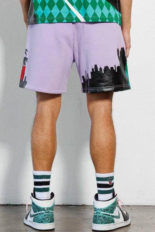 Mens Mandatory Lavender Vacation Graphic Shorts
