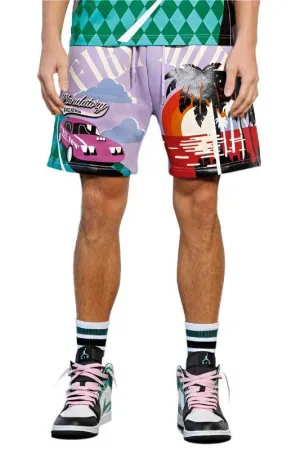 Mens Mandatory Lavender Vacation Graphic Shorts