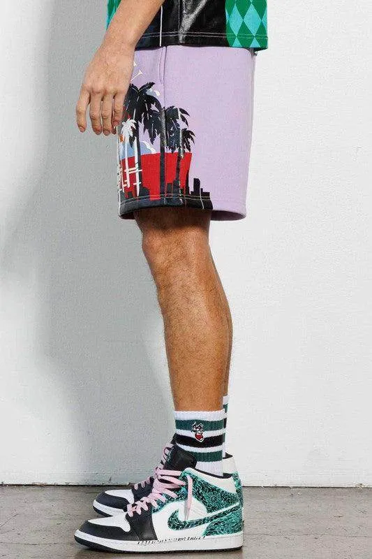 Mens Mandatory Lavender Vacation Graphic Shorts