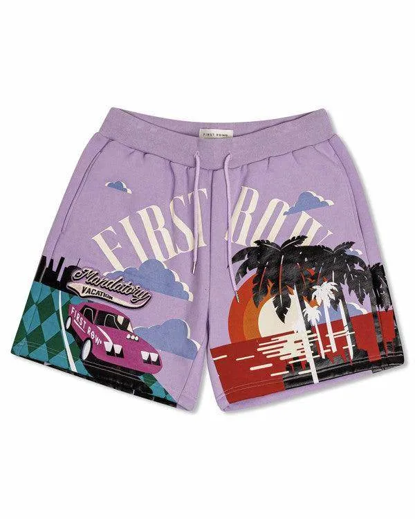 Mens Mandatory Lavender Vacation Graphic Shorts