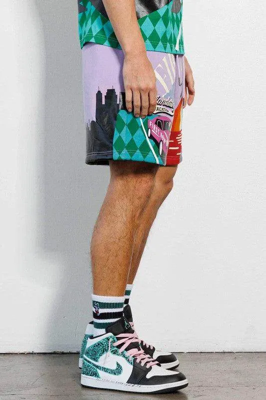 Mens Mandatory Lavender Vacation Graphic Shorts