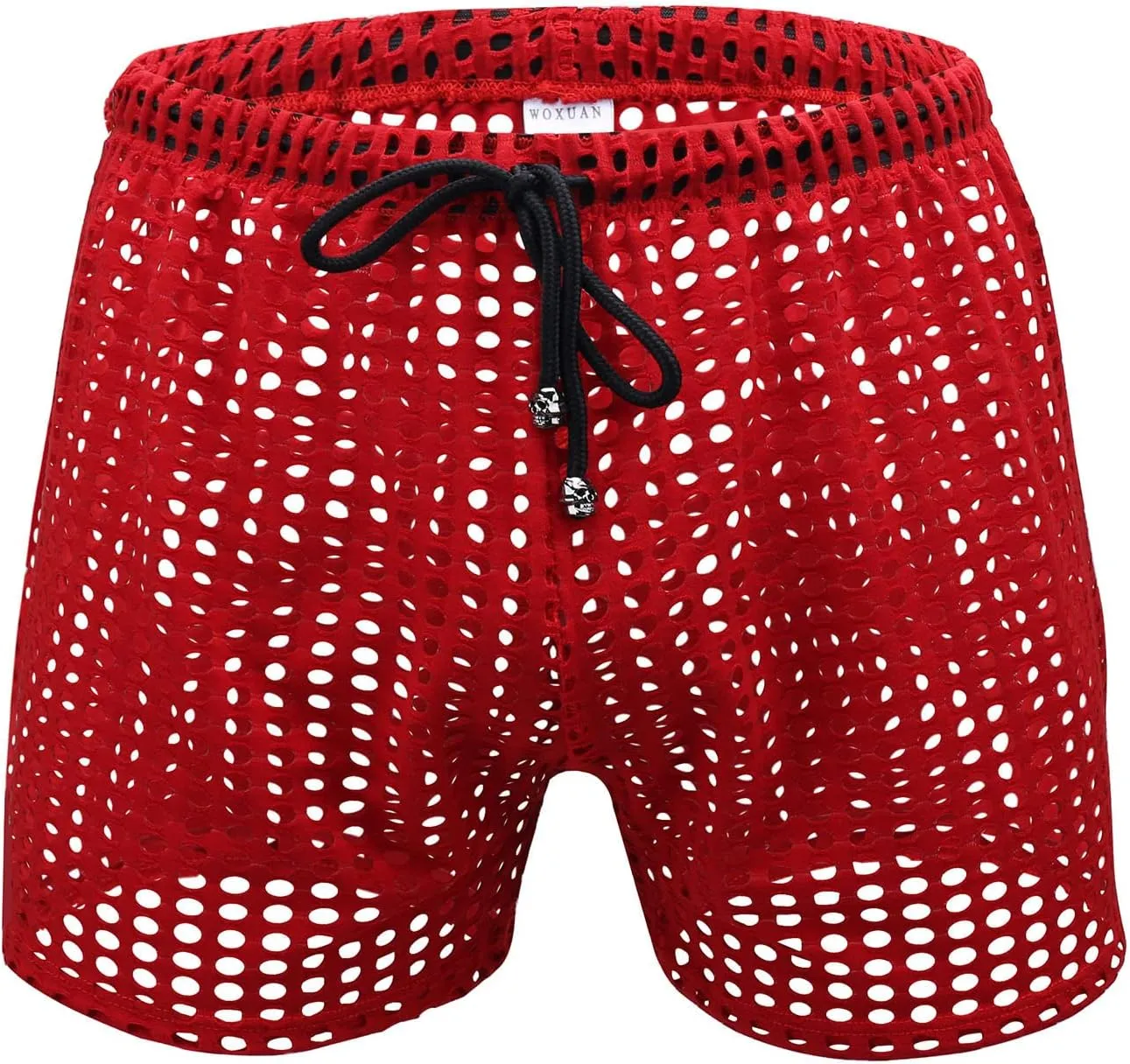 Men's Mesh Fishnet Boxer Briefs See-Through Sexy Low Waist Drawstring Underwear Ultra Breathable Male Erotic Lingerie
