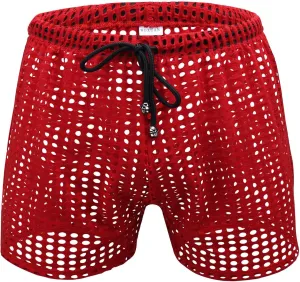 Men's Mesh Fishnet Boxer Briefs See-Through Sexy Low Waist Drawstring Underwear Ultra Breathable Male Erotic Lingerie