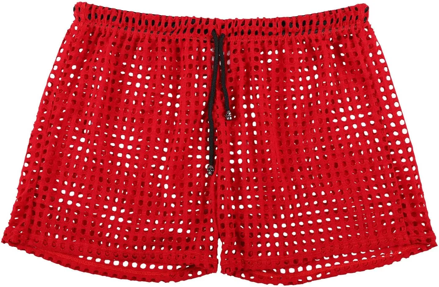 Men's Mesh Fishnet Boxer Briefs See-Through Sexy Low Waist Drawstring Underwear Ultra Breathable Male Erotic Lingerie