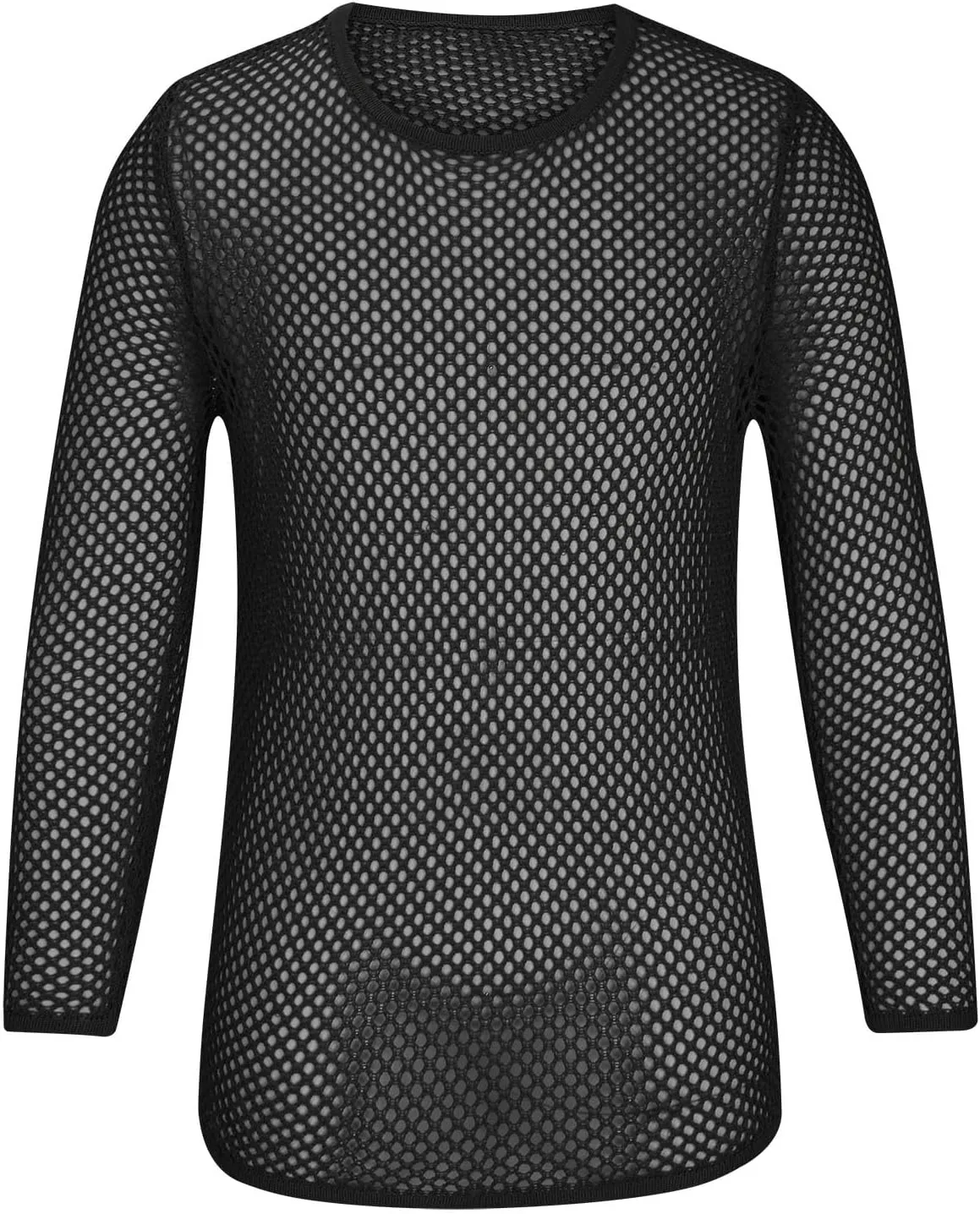 Men's Mesh Fishnet Top Fitted Beach Muscle Tee Shirts Sheer See Through Gym Workout T-Shirt Net Undershirt Clubwear
