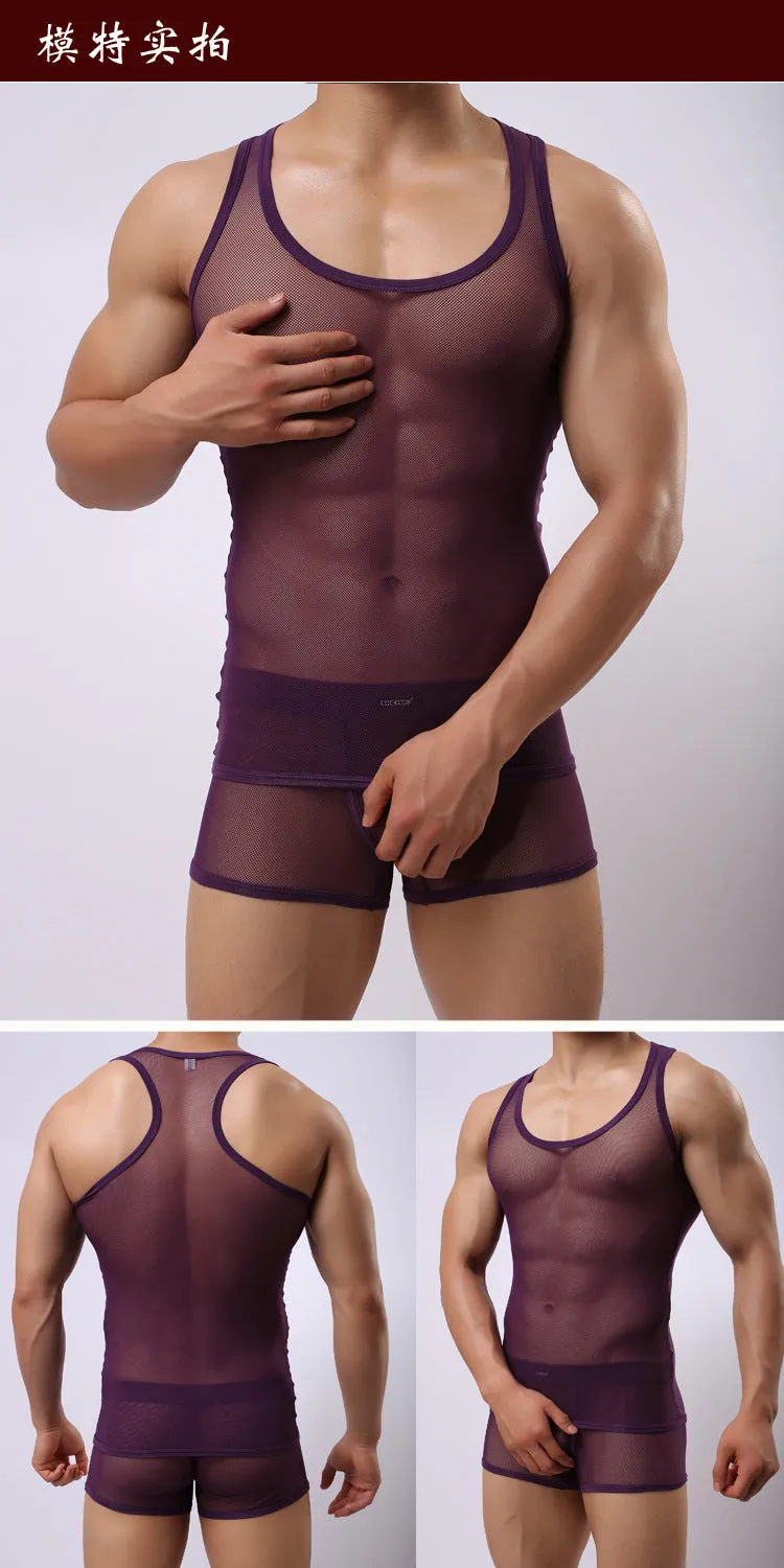Men's Mesh Sports Vest & Shorts Set
