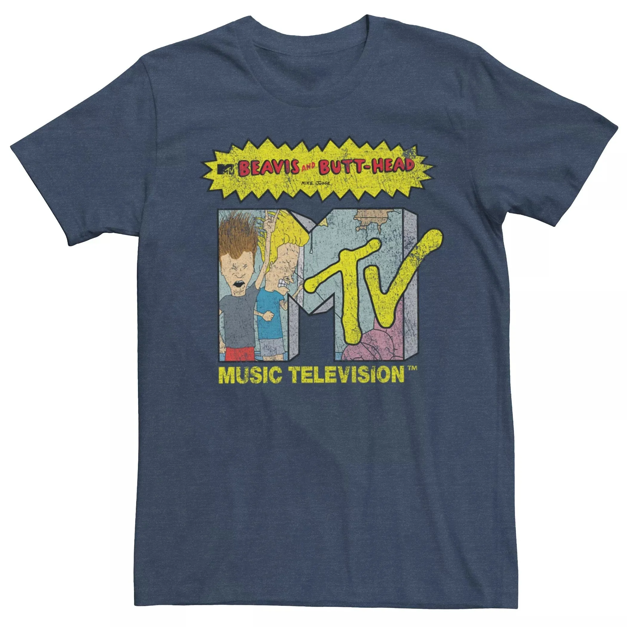 Men's MTV Beavis And Butthead Licensed Character Filled T-Shirt