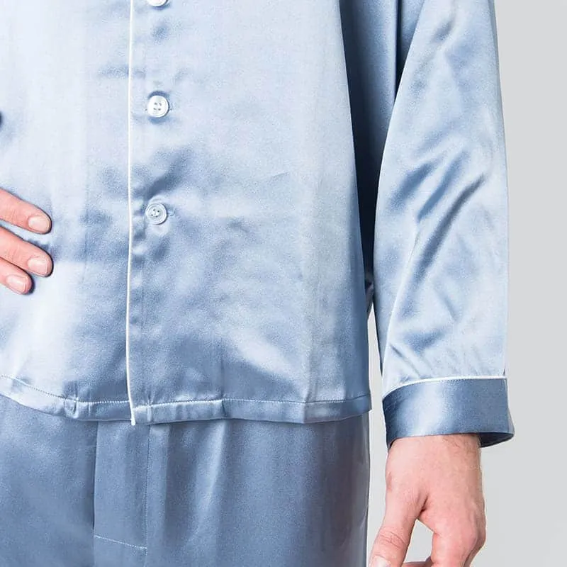 Men's Mulberry Silk Pajama Set Twilight Blue