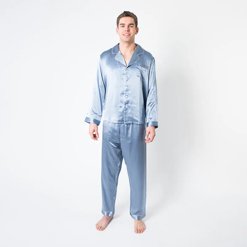 Men's Mulberry Silk Pajama Set Twilight Blue