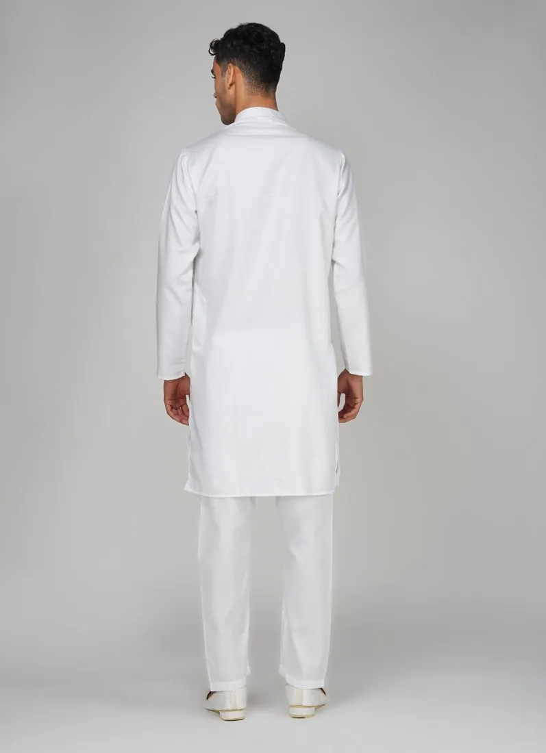 Men's Navy Blue Dobby Kurta Pajama Set