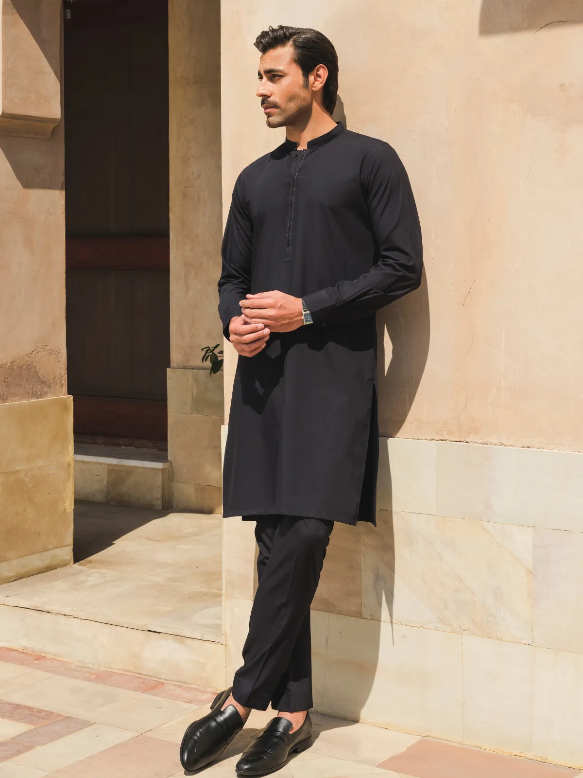 Men's Navy Blue Kurta Pajama - EMTKPT24-031