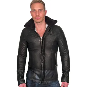 Men's OBELISK - "BONDING" Black Leather Jacket