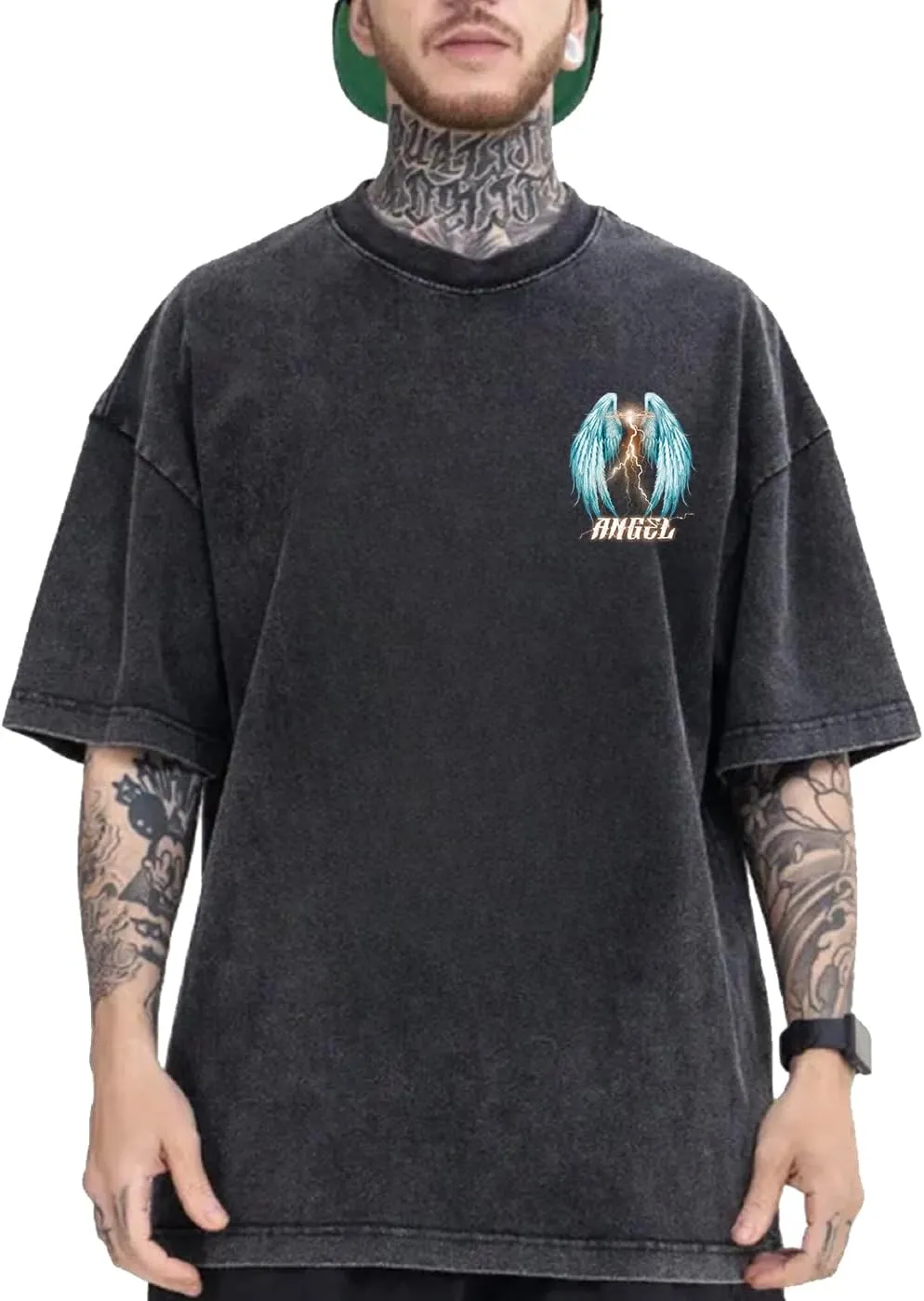 Men's Oversized T Shirts Cotton Heavyweight Graffiti Hip Hop Style Streetwear Tee Shirt Unisex Printed Tshirts