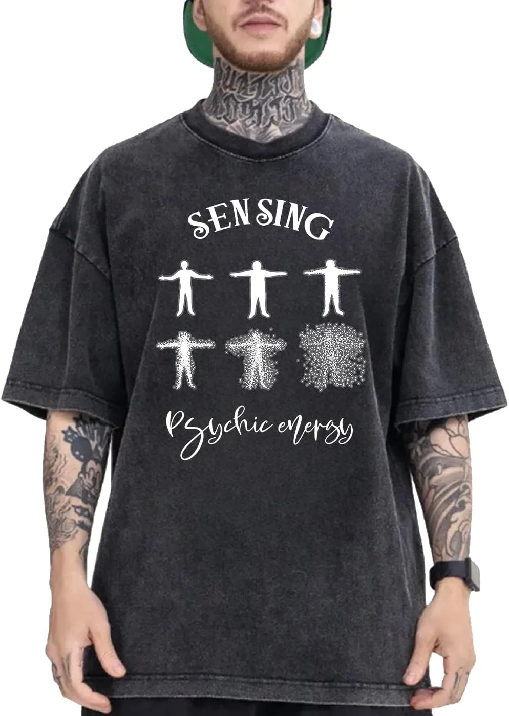 Men's Oversized T Shirts Cotton Heavyweight Graffiti Hip Hop Style Streetwear Tee Shirt Unisex Printed Tshirts