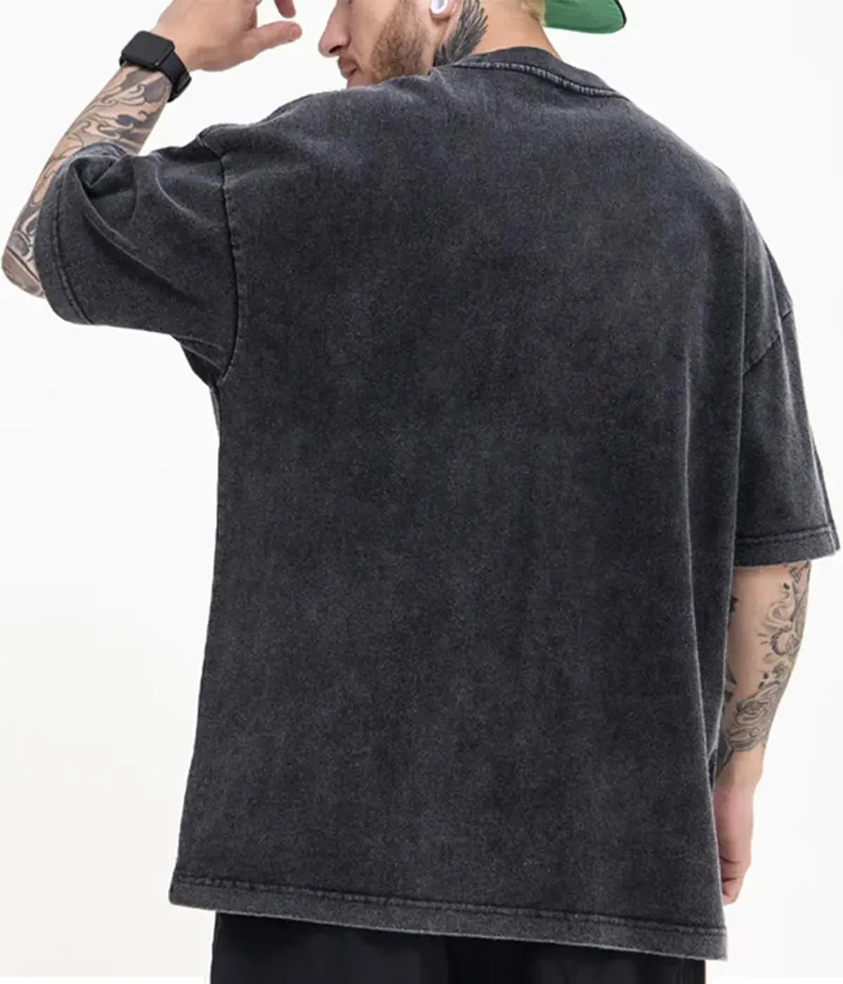 Men's Oversized T Shirts Cotton Heavyweight Graffiti Hip Hop Style Streetwear Tee Shirt Unisex Printed Tshirts