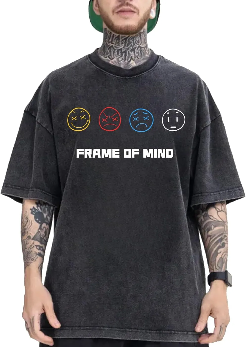 Men's Oversized T Shirts Cotton Heavyweight Graffiti Hip Hop Style Streetwear Tee Shirt Unisex Printed Tshirts