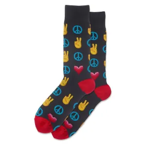 Men's Peace And Love Crew Socks/Black