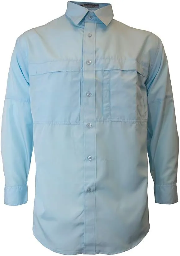 Men's Pescador Polyester Fishing Shirt Long Sleeves, Wicking Fabric Sun Protection Casual Button Down Shirts