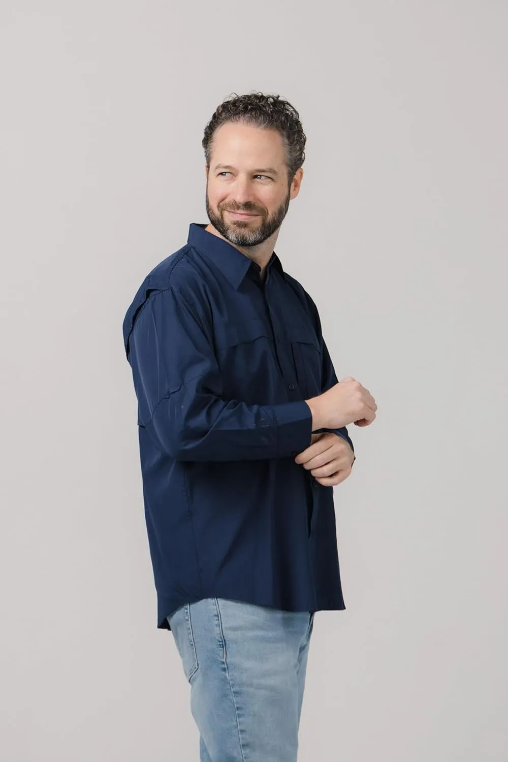 Men's Pescador Polyester Fishing Shirt Long Sleeves, Wicking Fabric Sun Protection Casual Button Down Shirts