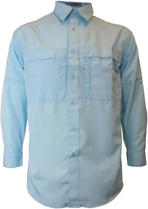 Men's Pescador Polyester Fishing Shirt Long Sleeves, Wicking Fabric Sun Protection Casual Button Down Shirts