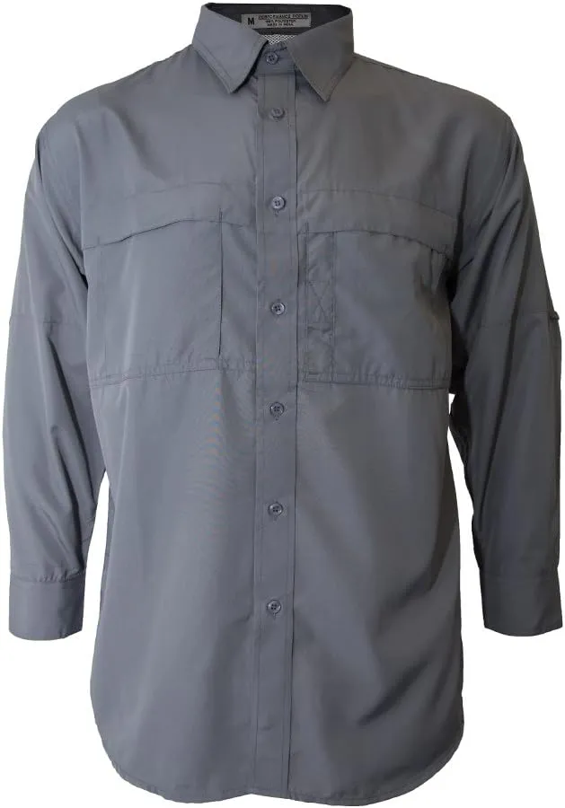 Men's Pescador Polyester Fishing Shirt Long Sleeves, Wicking Fabric Sun Protection Casual Button Down Shirts