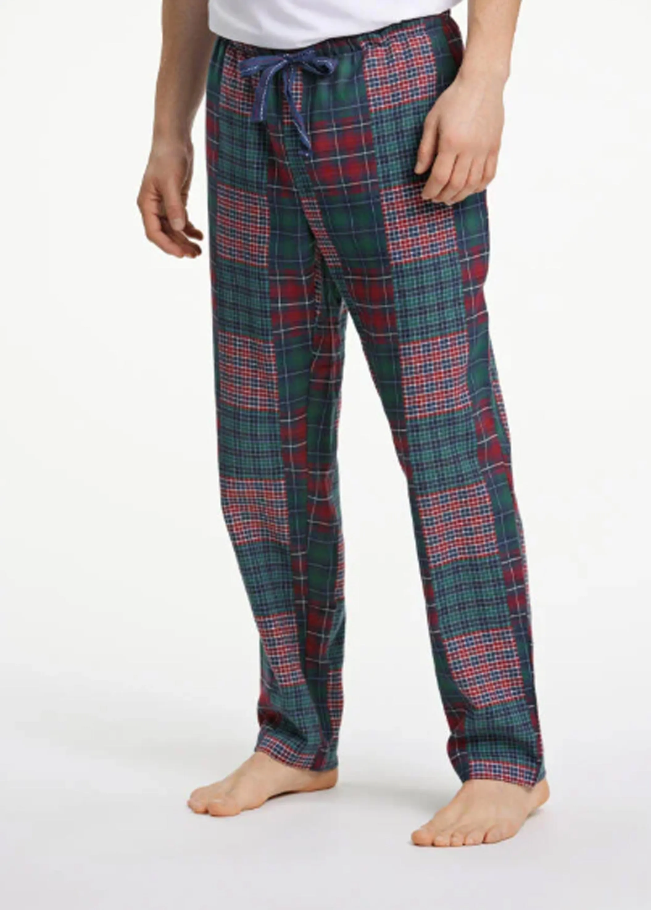 Men's Plaid Sleepwear Pants,Red/Green
