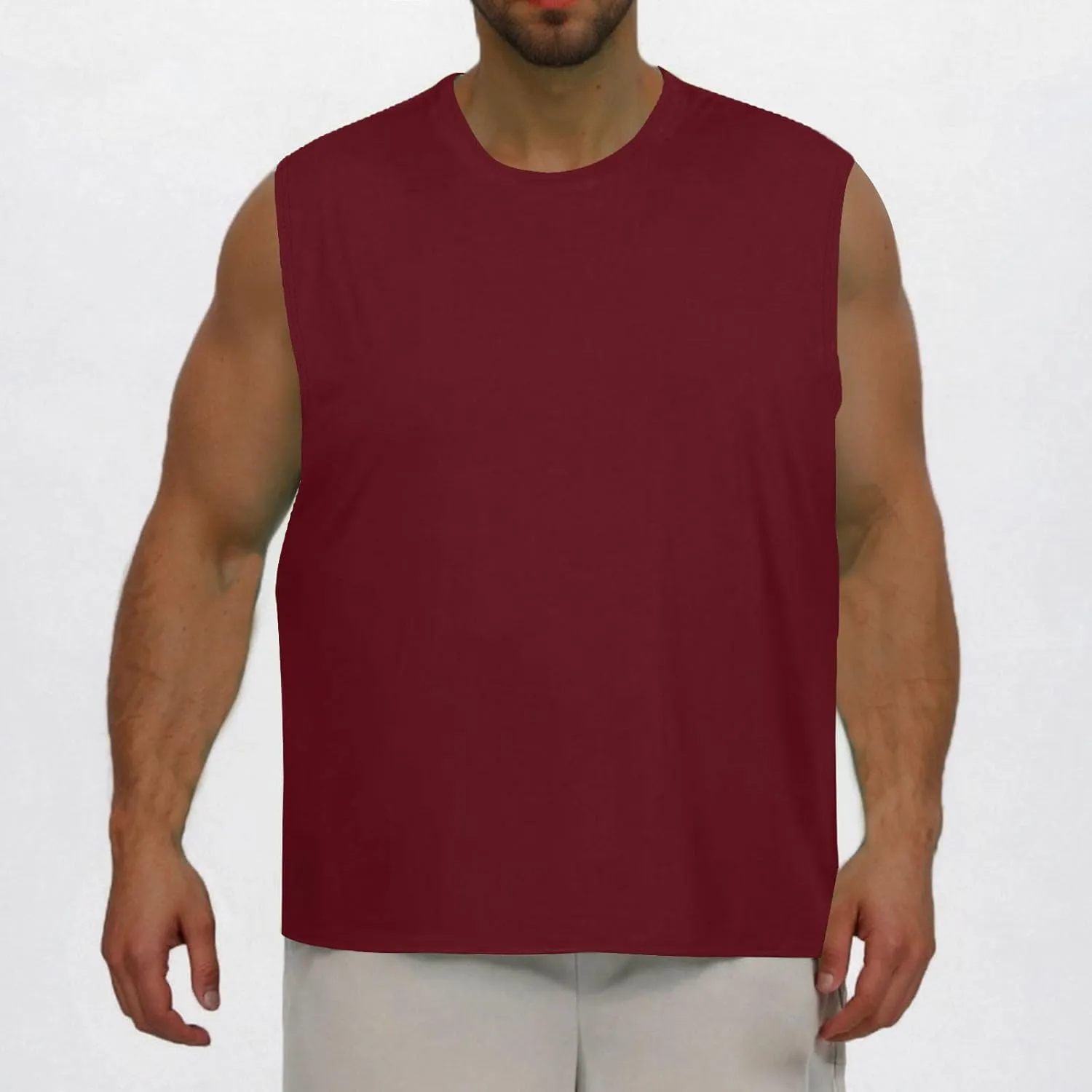 Men's Plus Size Quick Dry Workout Tank Tops Sleeveless Gym Muscle Shirts Fitness Running Athletic Swim Shirt Tees