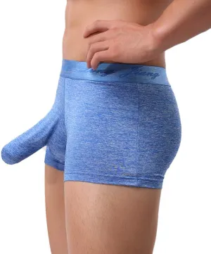 Men's Pouch Cotton Underwear Boxer Briefs with Elephant Nose Classic Exotic Trunks Jockstrap Bulge Enhancer Sexy Soft
