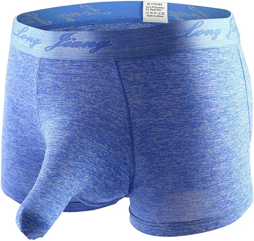 Men's Pouch Cotton Underwear Boxer Briefs with Elephant Nose Classic Exotic Trunks Jockstrap Bulge Enhancer Sexy Soft