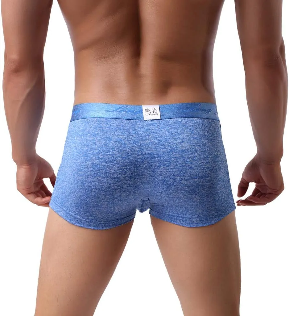 Men's Pouch Cotton Underwear Boxer Briefs with Elephant Nose Classic Exotic Trunks Jockstrap Bulge Enhancer Sexy Soft