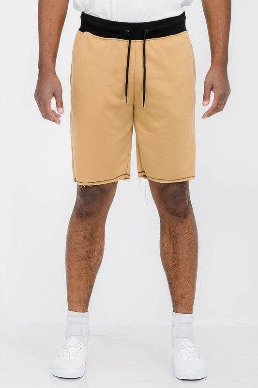 Mens Raw Hem Sweat Shorts