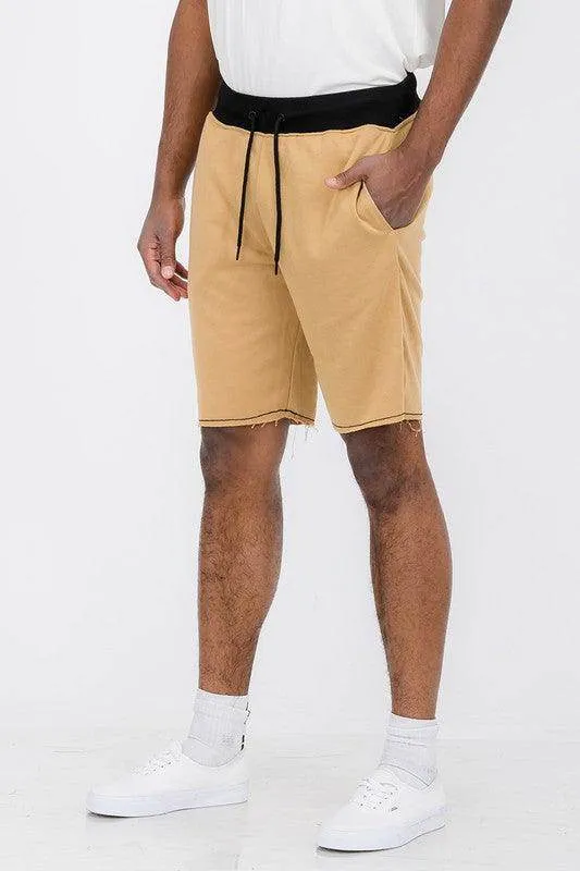 Mens Raw Hem Sweat Shorts