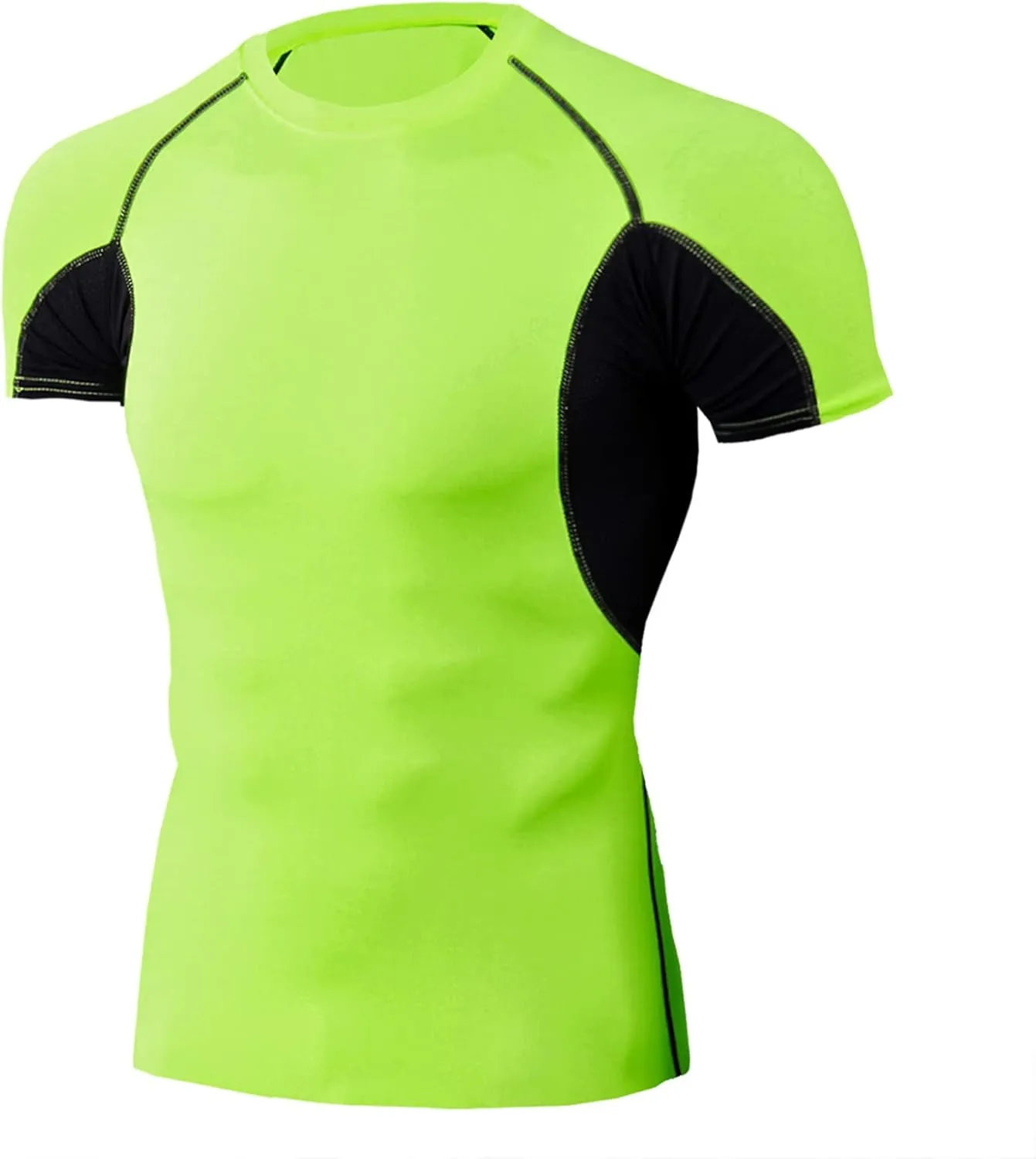 Mens Running Tops Mens Compression Tops Short Sleeve Moisture Wicking Quick Dry T-Shirt Base Layer Fitness Tight Top