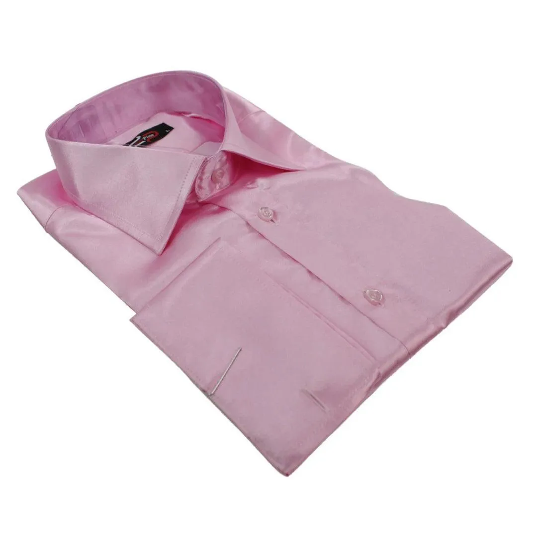Mens Satin Silk Shirt Smart Casual Button Down Cuff Tailored Fit Shiny Party