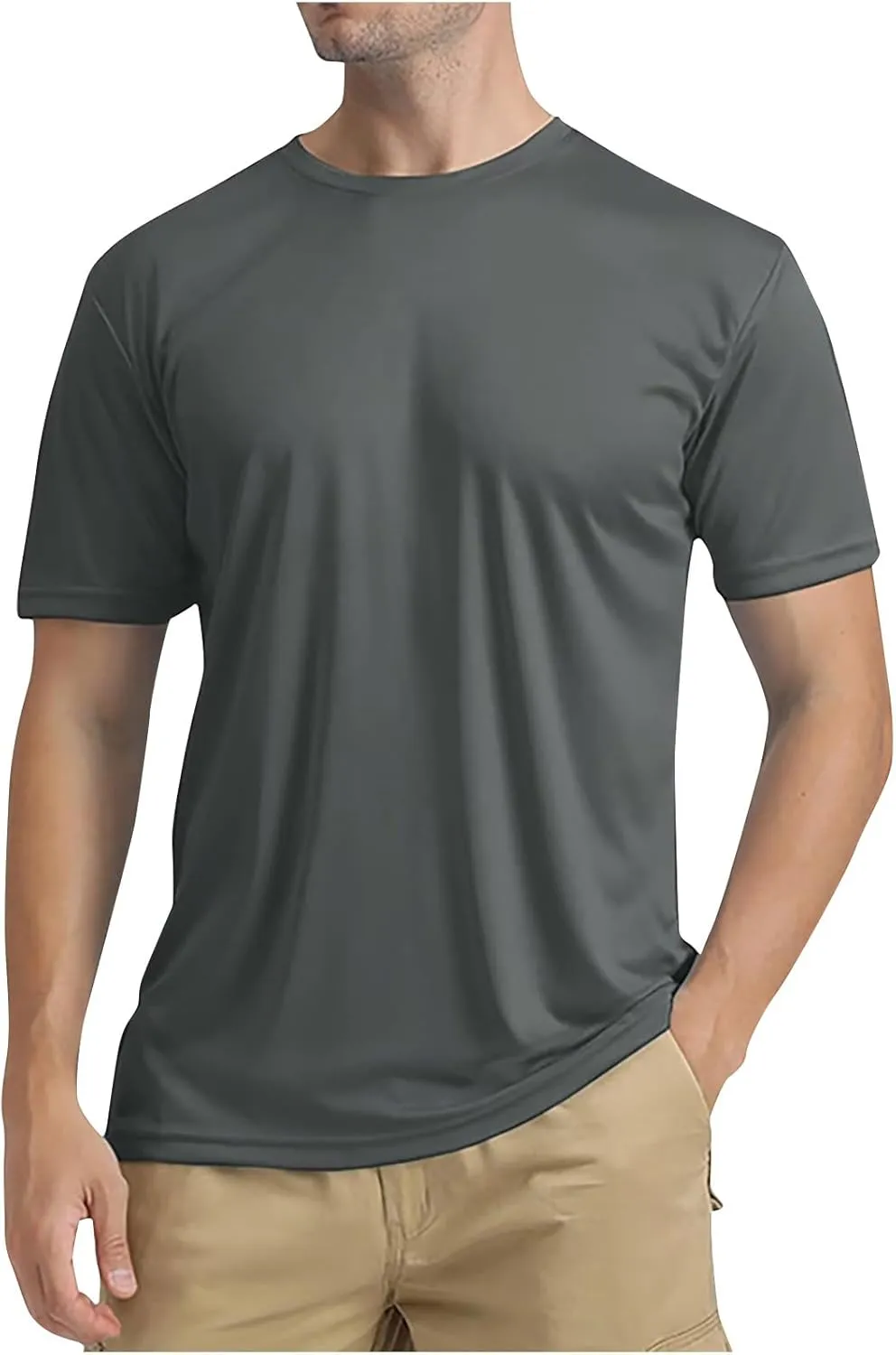 Mens Shirts UPF 50  Sun Protection Shirts Swim SPF Uv Quick Dry Short Sleeve T-Shirt for Athletic Fishing Basic Shirt