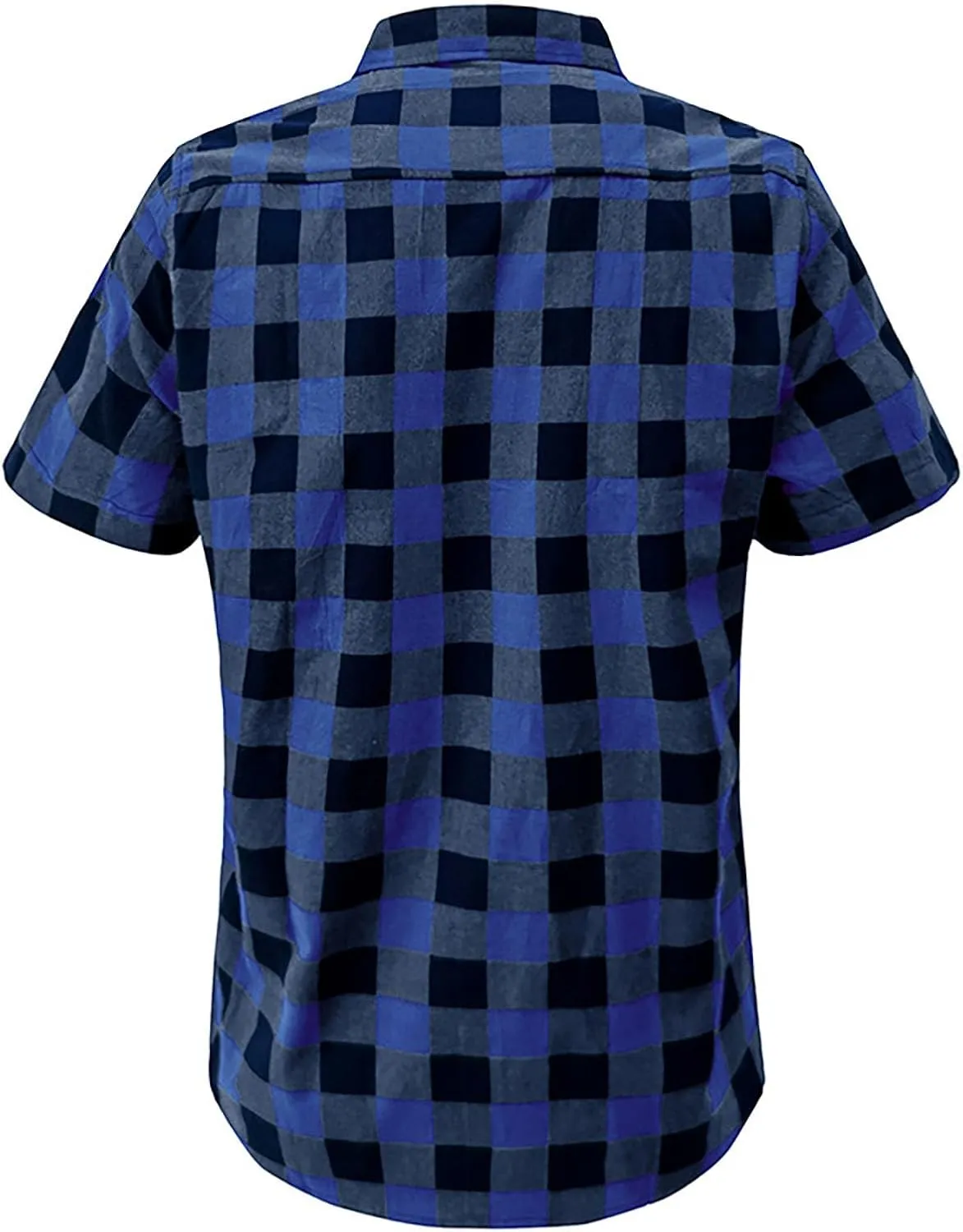 Mens Short Sleeve Plaid T Shirt Vintage Slim Fit Wrinkle-Free Casual Button Down Vacation Work Checked Shirts