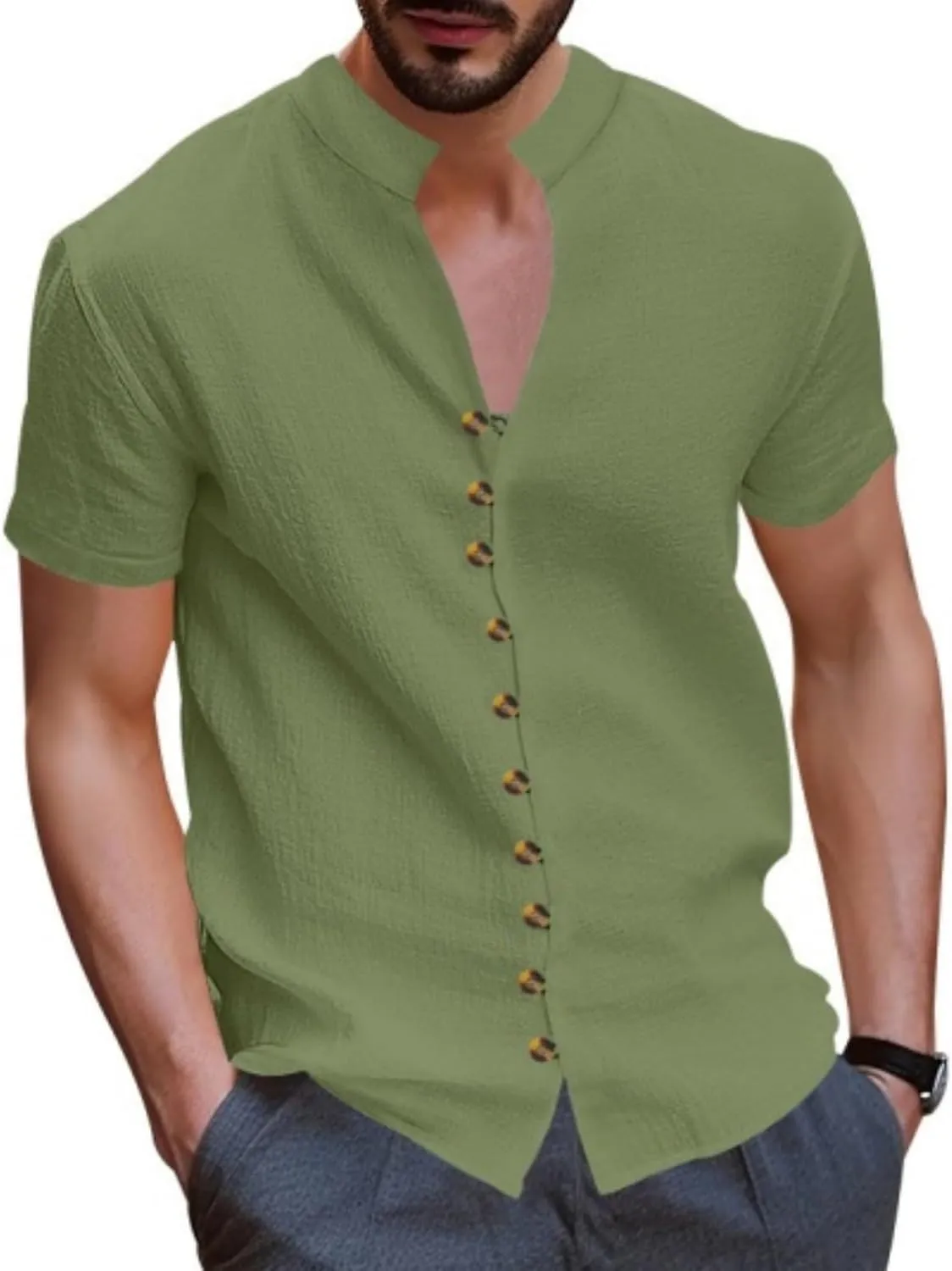 Men's Short Sleeve Shirts Casual Dress Button Down Shirt Plus Size Summer Business Fashion Work Tees