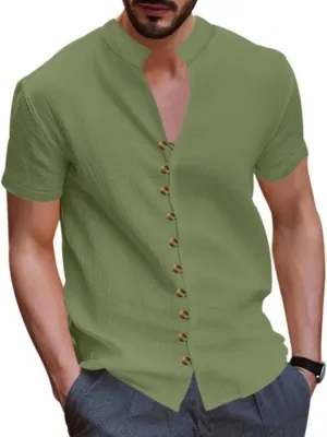 Men's Short Sleeve Shirts Casual Dress Button Down Shirt Plus Size Summer Business Fashion Work Tees